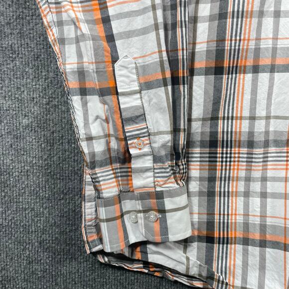 Cinch Button Down Western Shirt Men's Medium Orange/Black/White Plaid Cowboy - Picture 3 of 10